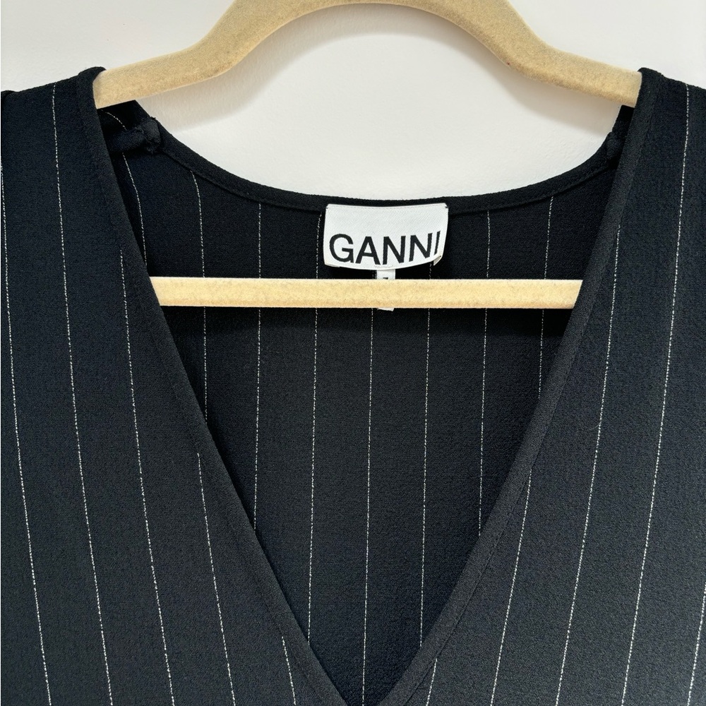 GANNI black pinstripe sleeveless dress